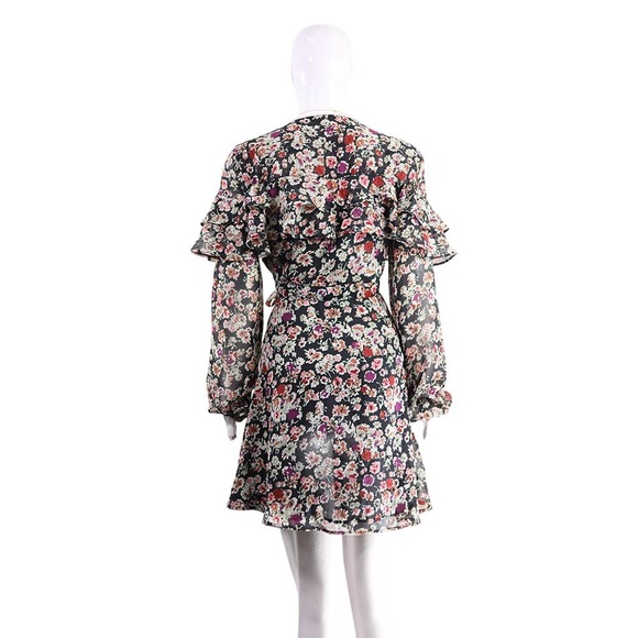 New Look Floral Print Ruffle Wrap Mini Dress Trendy - Picture 3 of 6